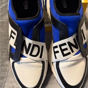 Fendi Men's Sneakers in Blue, Black, and White